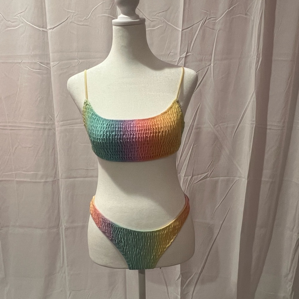 Triangle rainbow two piece bikini